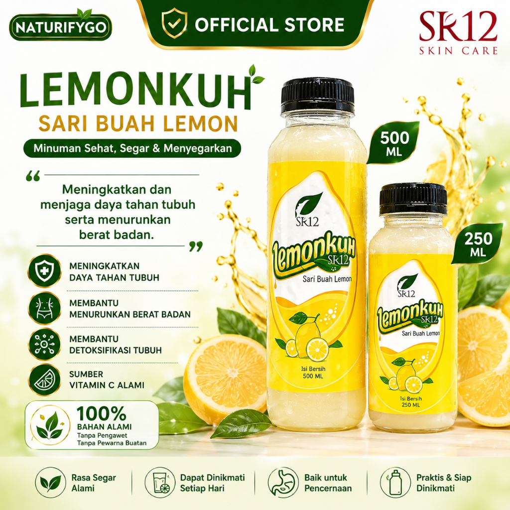 SR12 LEMONKUH Sari Buah Lemon ( FREE INAI KUKU) 250ml & 500ml  Minuman Lemon Segar Diet Sehat Origin