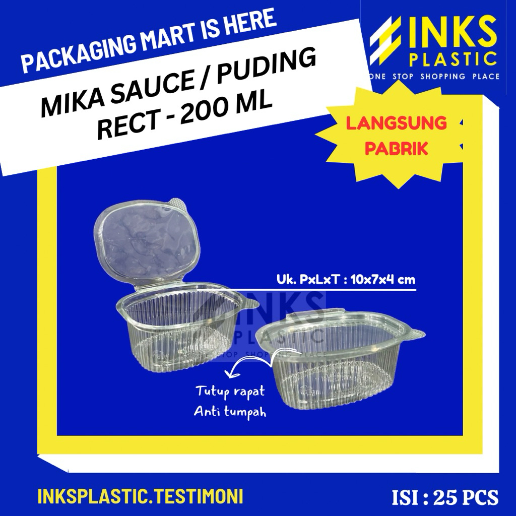 MIKA PUDING PERSEGI 200 ML CUP JELLY SAUCE BUMBU RECTANGLE 200 ML