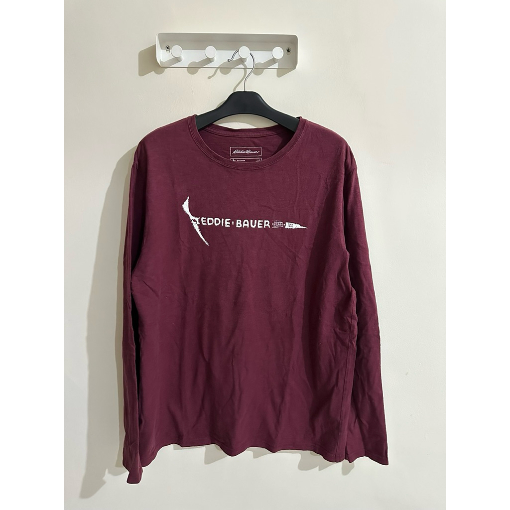 Eddie Bauer Red Long Sleeve Top Eddie Bauer Original Outdoor Outfitter Maroon Top Atasan Lengan panj