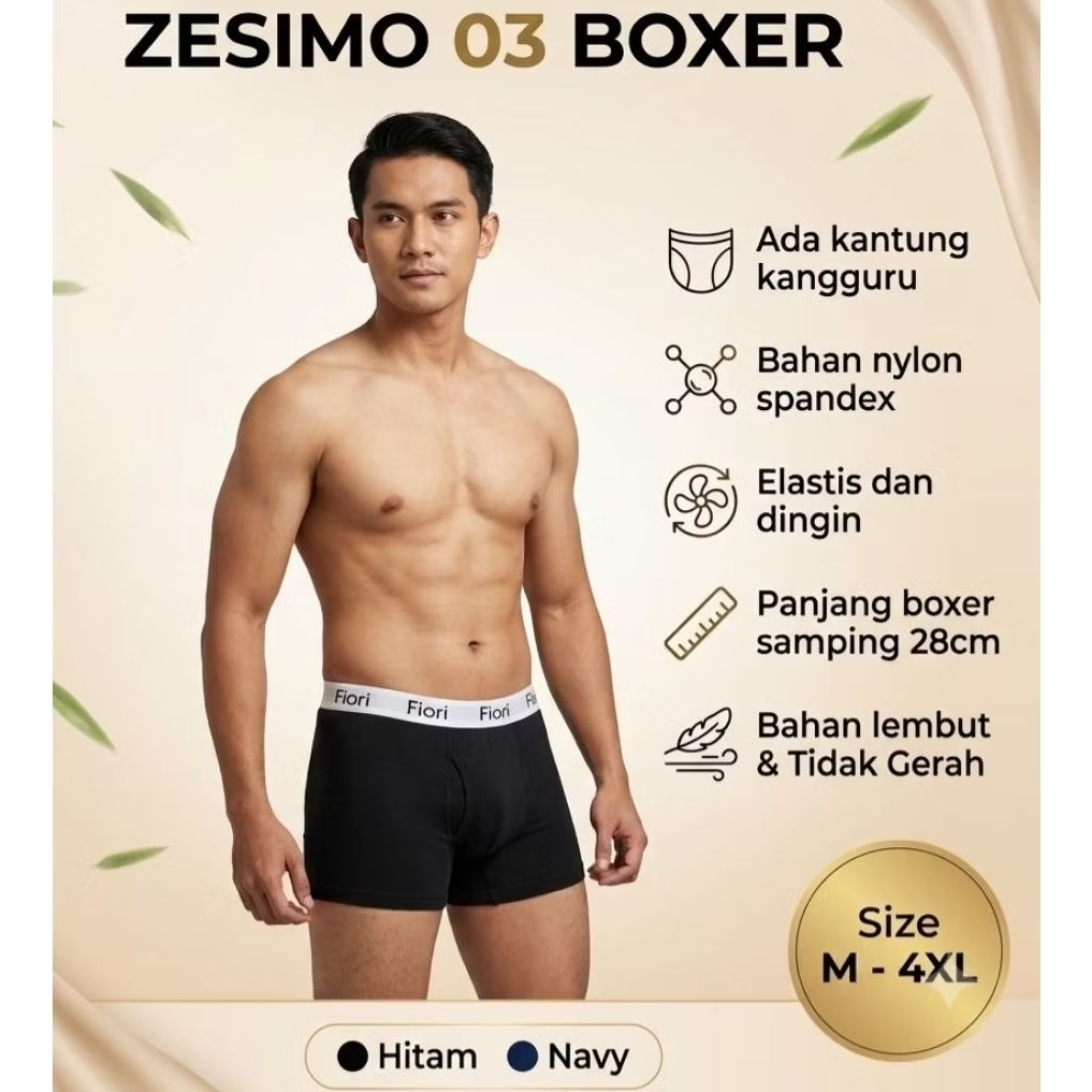 FIORI Boxer ZESIMO Black | Celana Dalam Celana Boxer Pria