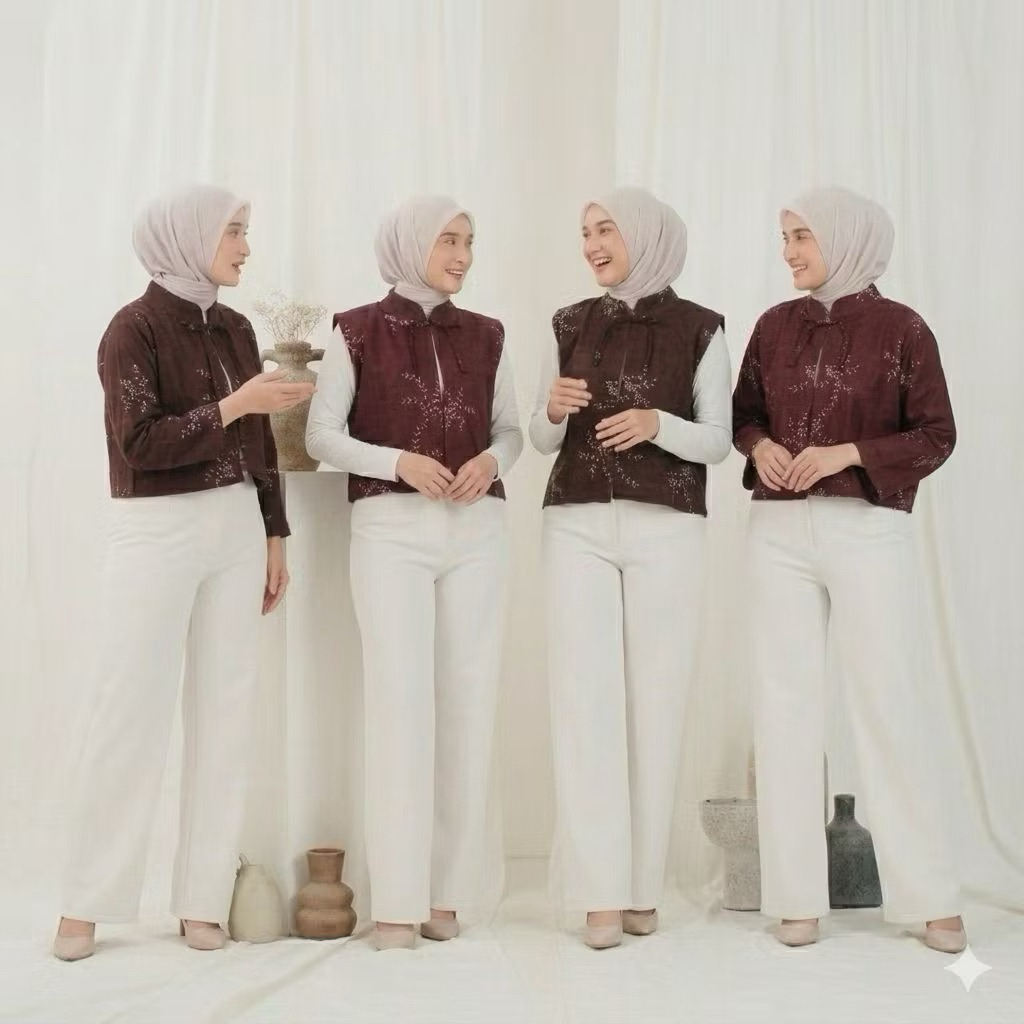 VEST BATIK BLEZER CROPTOP MURAH MODERN ALLSIZE