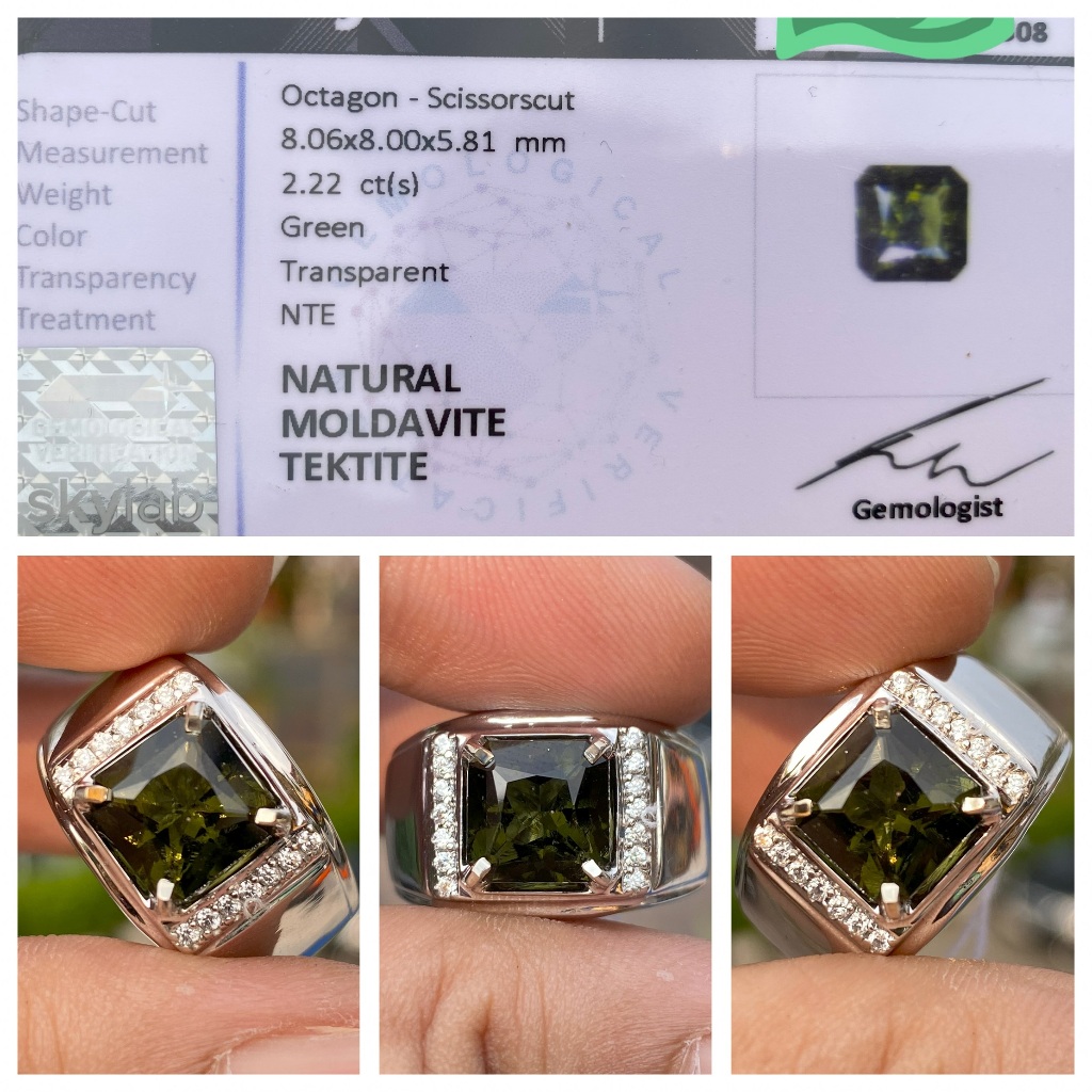 Natural 2.22ct moldavite tektite batu meteor asli czech