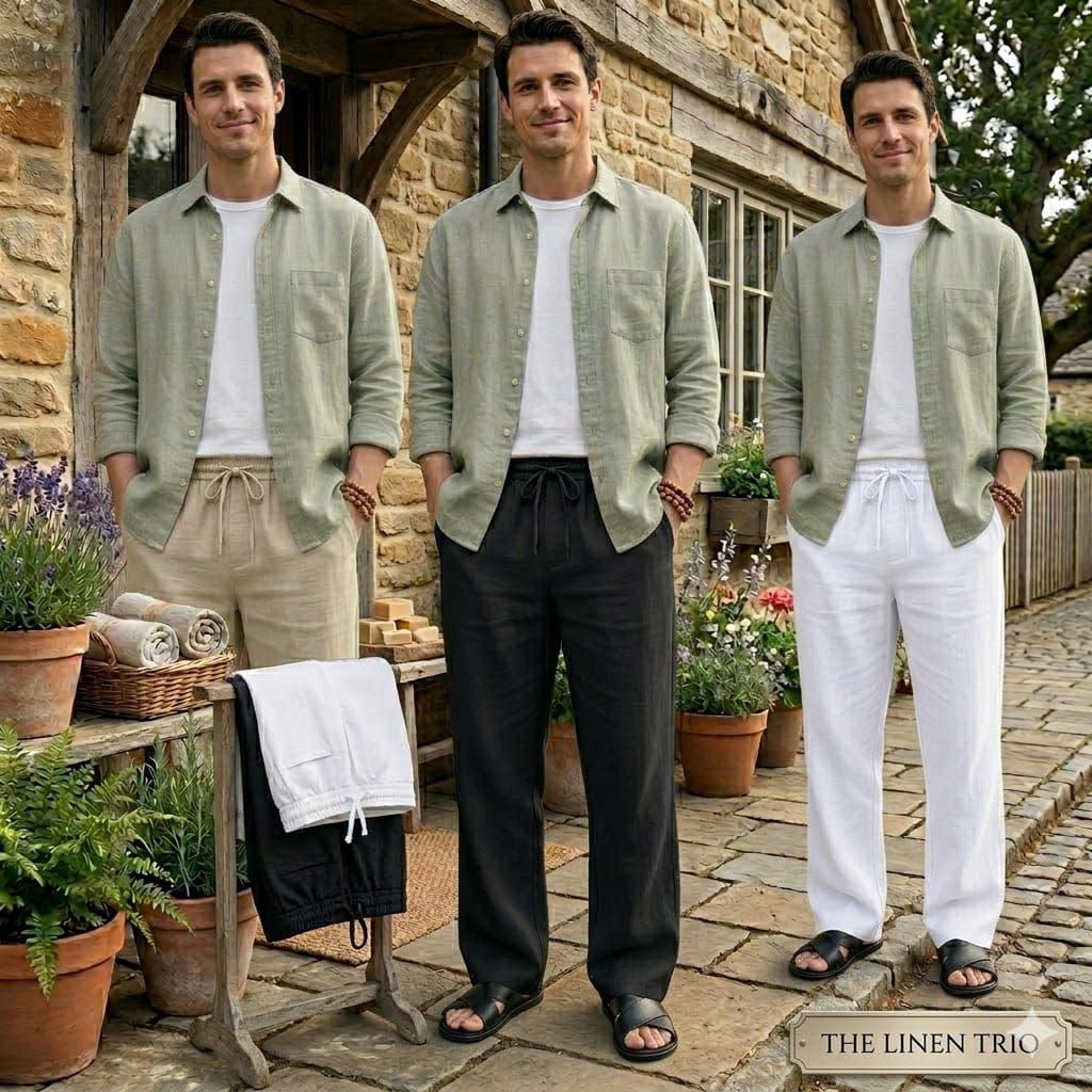 celana Reguler  pria linen Celana panjang pria katun linen