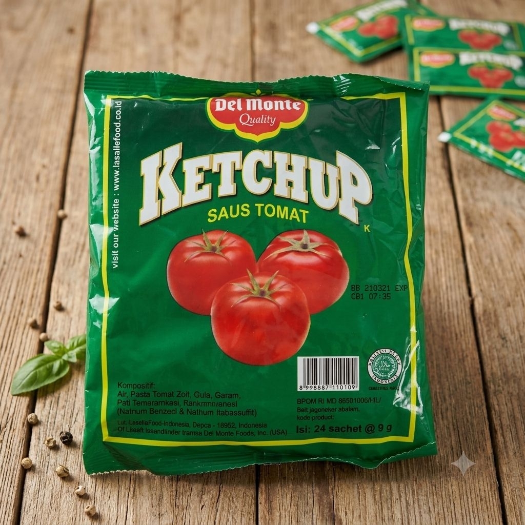 Saus Del Monte Tomat Sachet Isi 24 Sachet Original | Saus Tomat Praktis untuk Bakso, Mie, Nugget & K