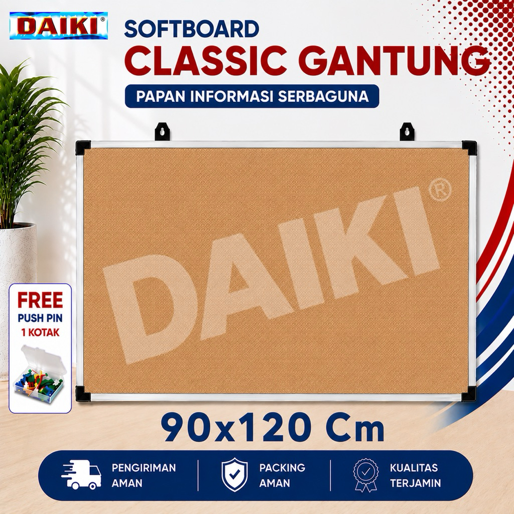 Softboard / Papan mading / cork board / pin board DAIKI  90x120 Cm