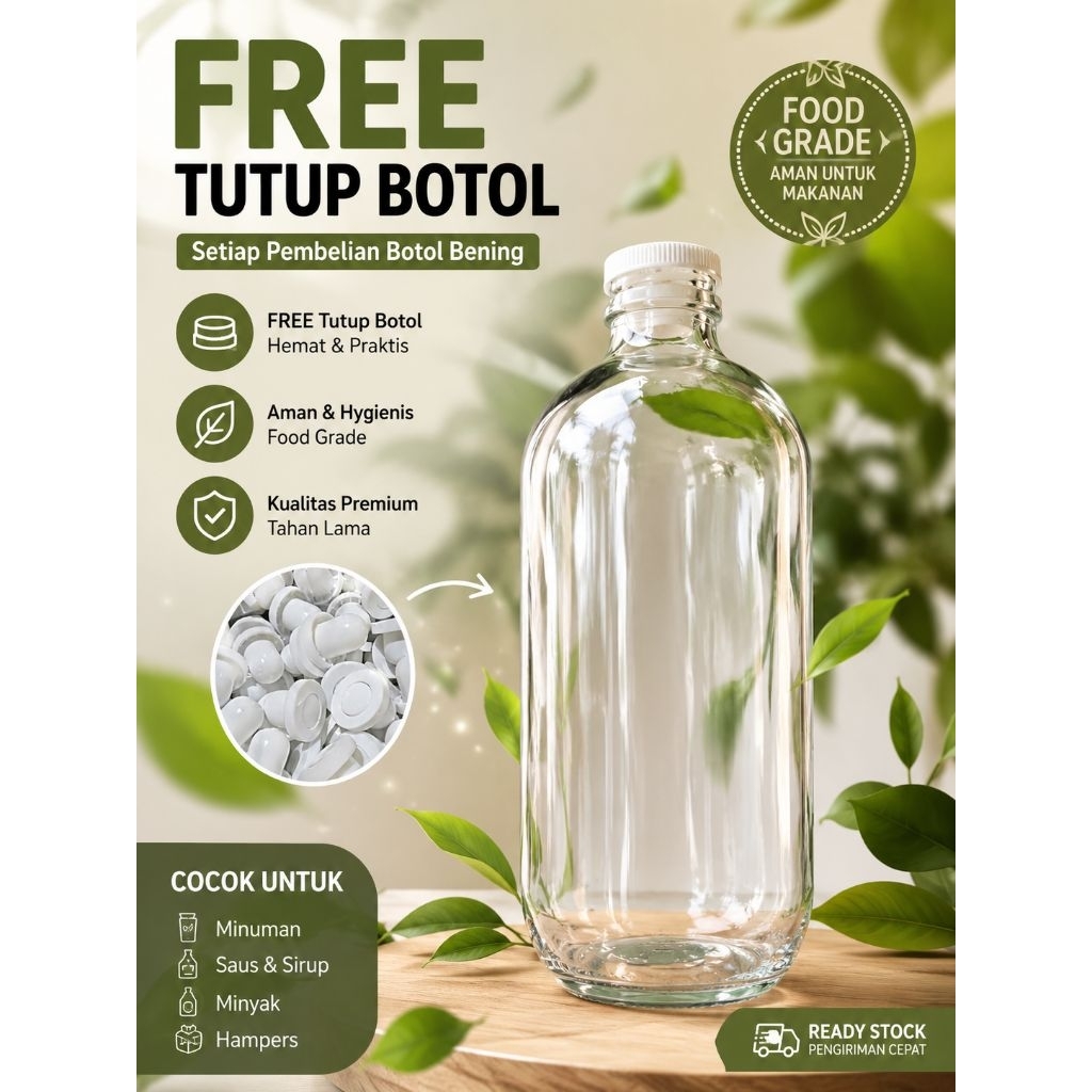botol kaca bensin/botol jamu 1000ml/1L