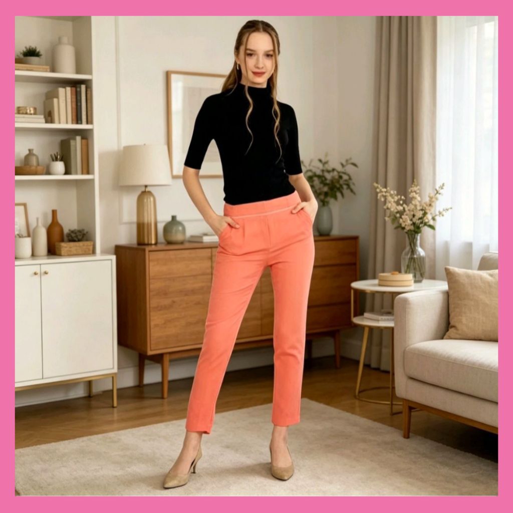 Celana Wanita LeRosetz Pants Two Peach Pocket Long Pants Size S
