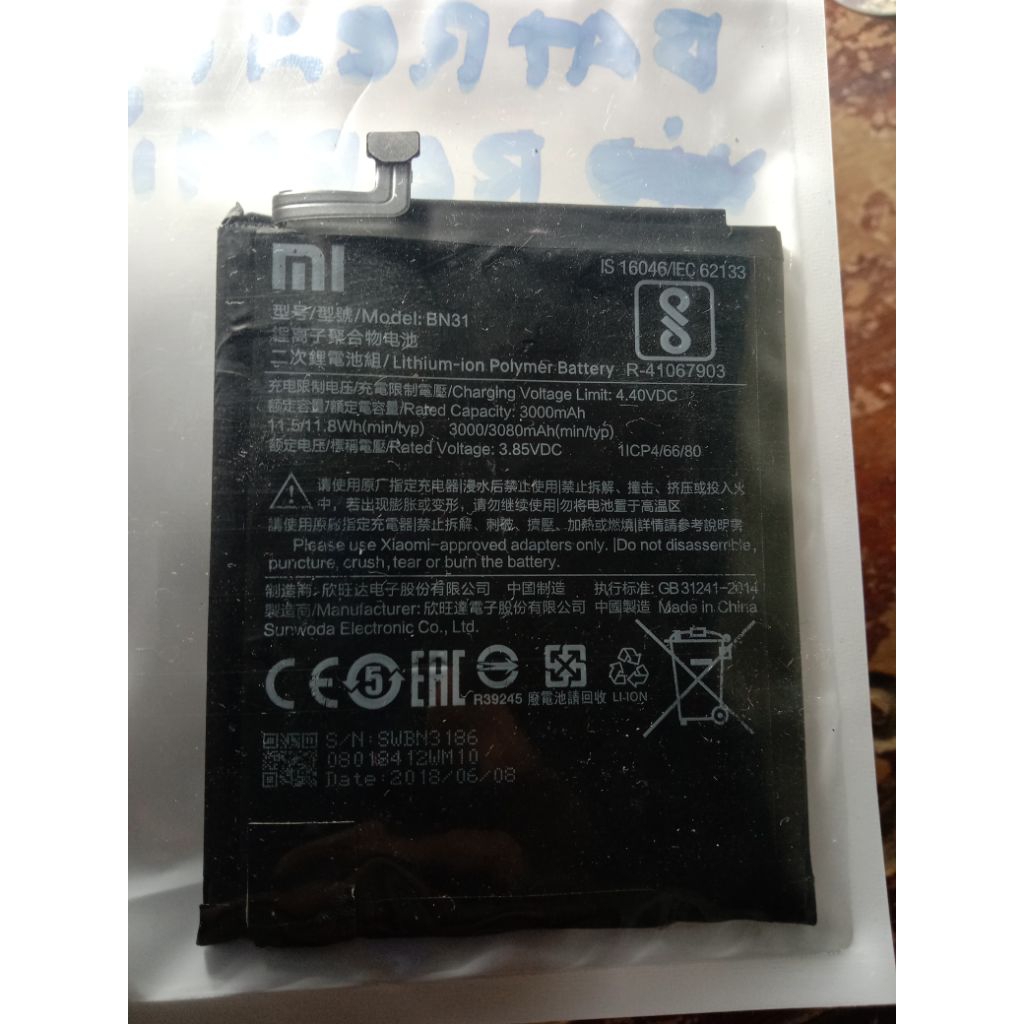 Baterai Redmi s2 original copotan tested