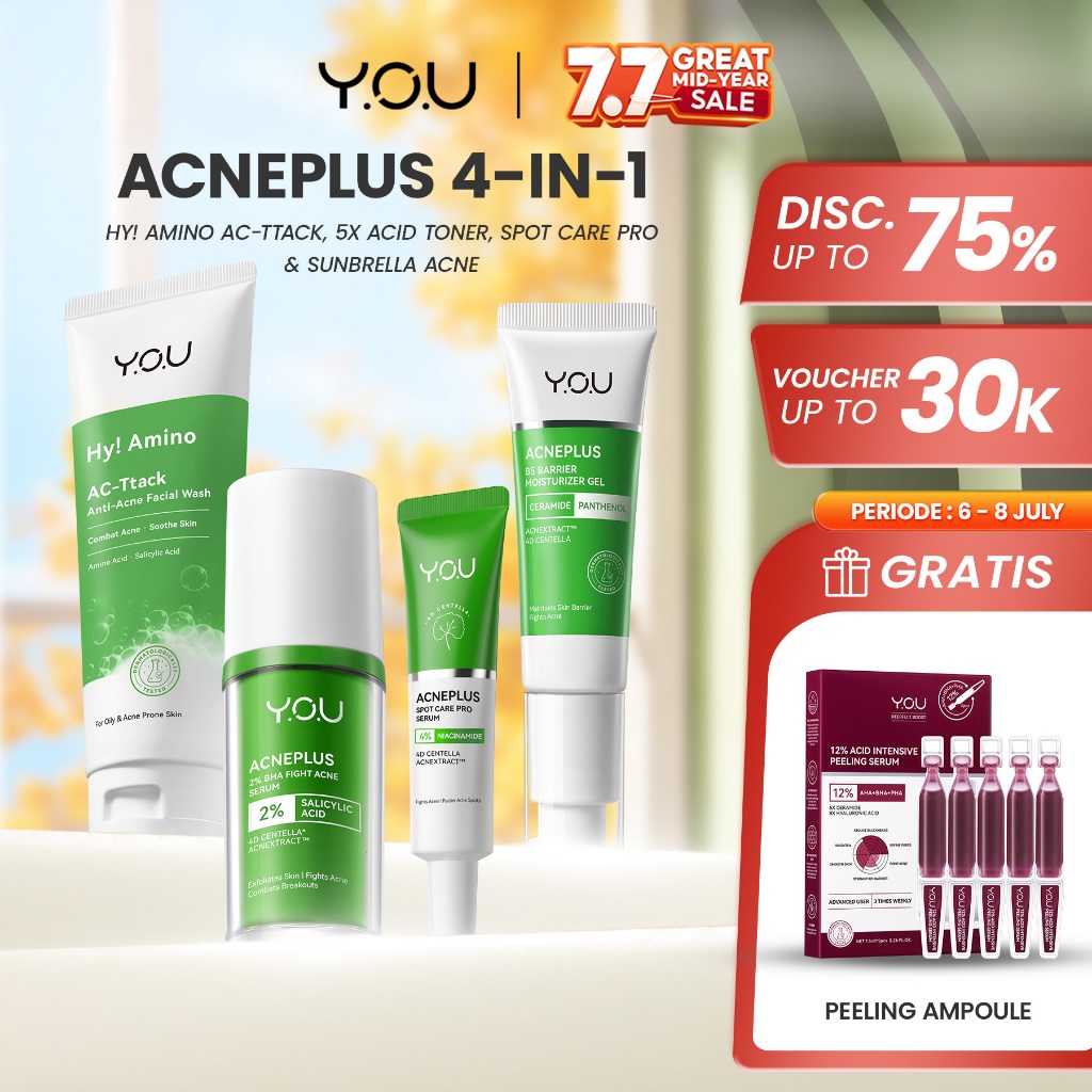 YOU Acneplus 4in1 Bundle Exfoliating Toner, Acne Spot, Serum, Hy Amino AC-Ttack Anti-Acne Serum Jera