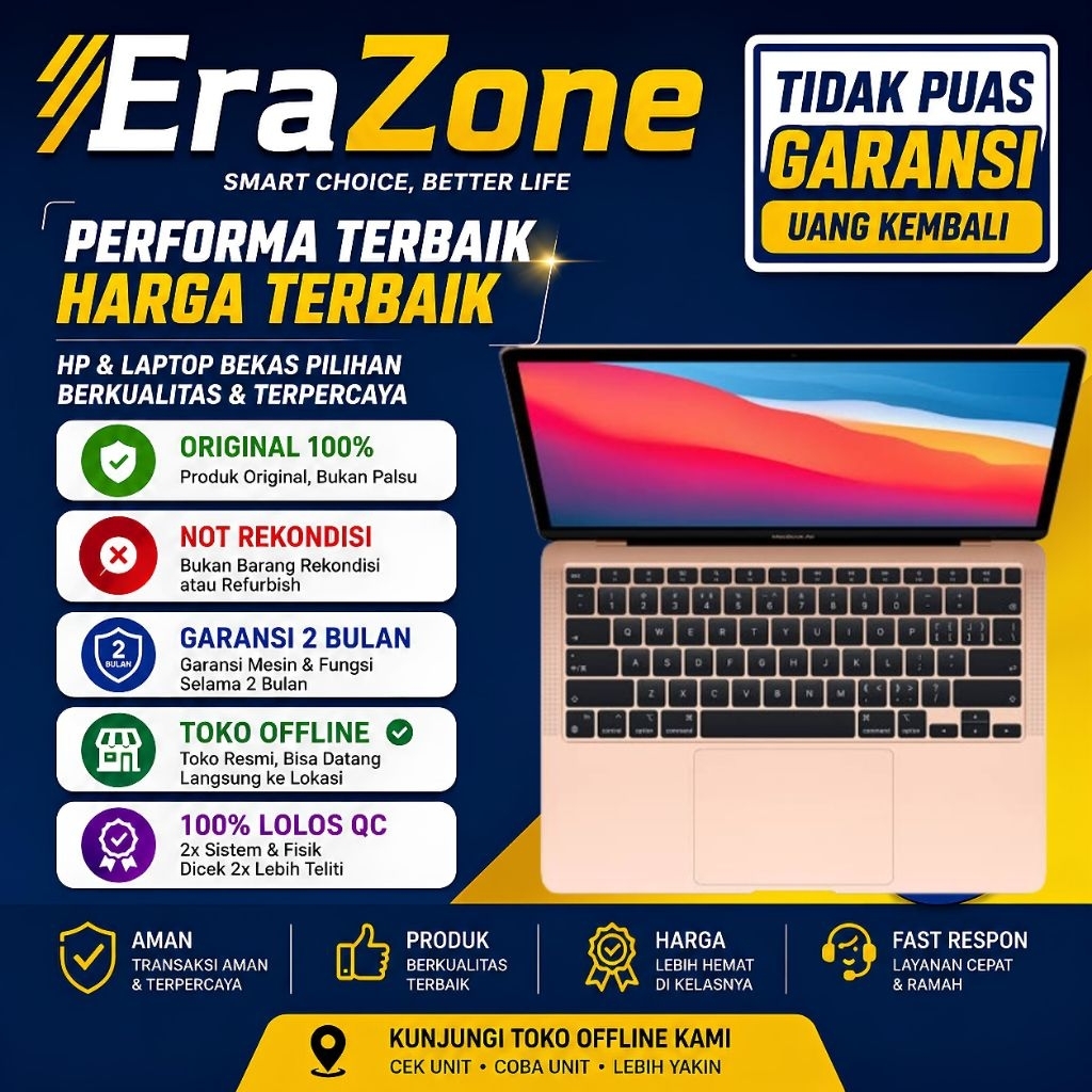(TERMURAH) Ex Macbook Air M1 2020/2021 512Gb | 256Gb Chip M1 Terbaru Garansi