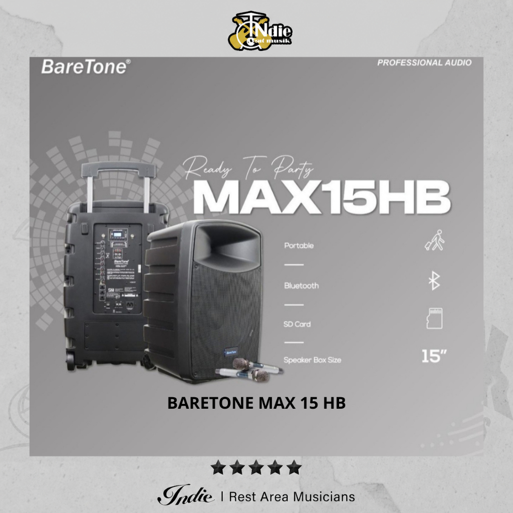 BARETONE AUDIO PORTABLE SPEAKER 15 INCH | MAX15HB