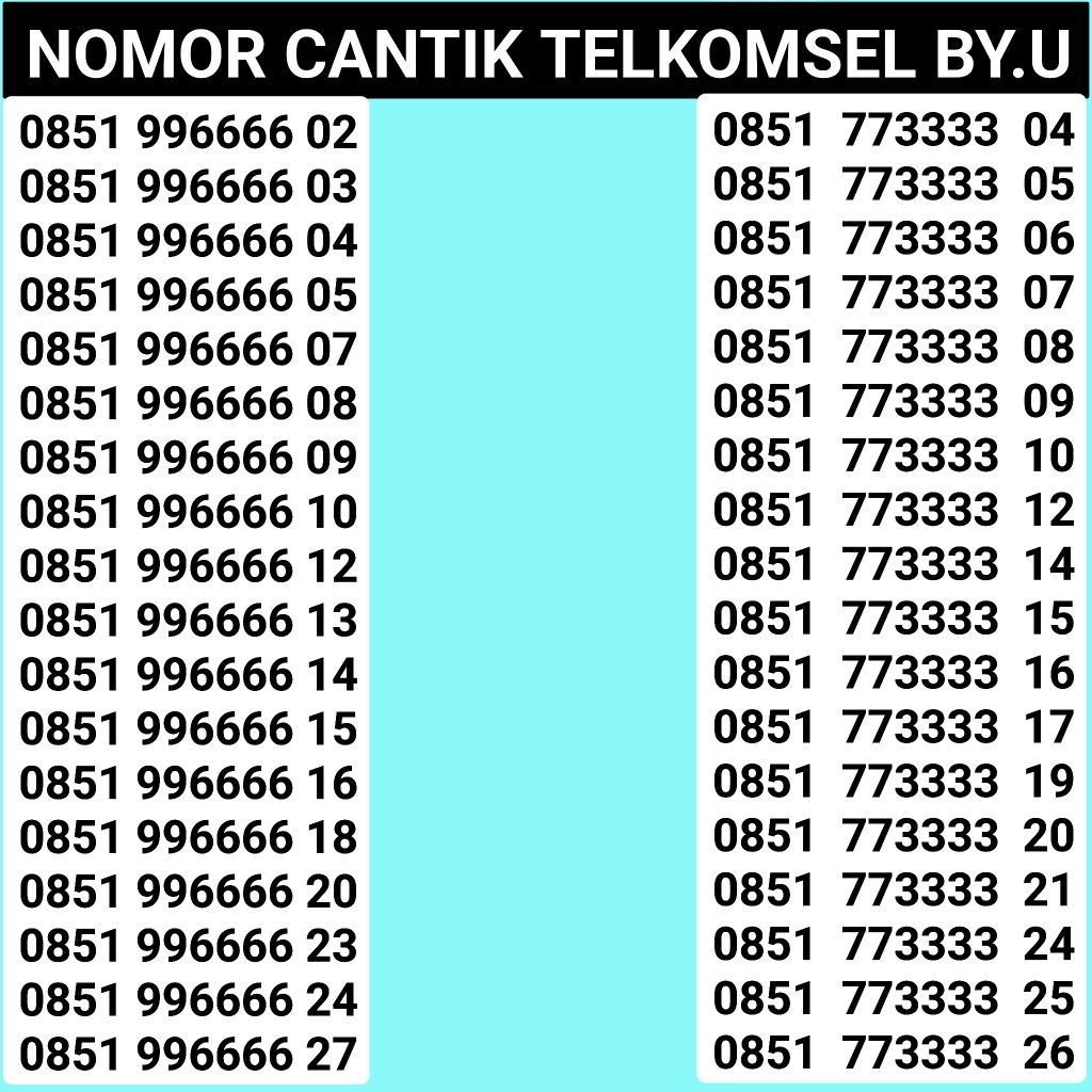 Nomor Cantik By.u Kartu Perdana Telkomsel By.u Kartu By.u