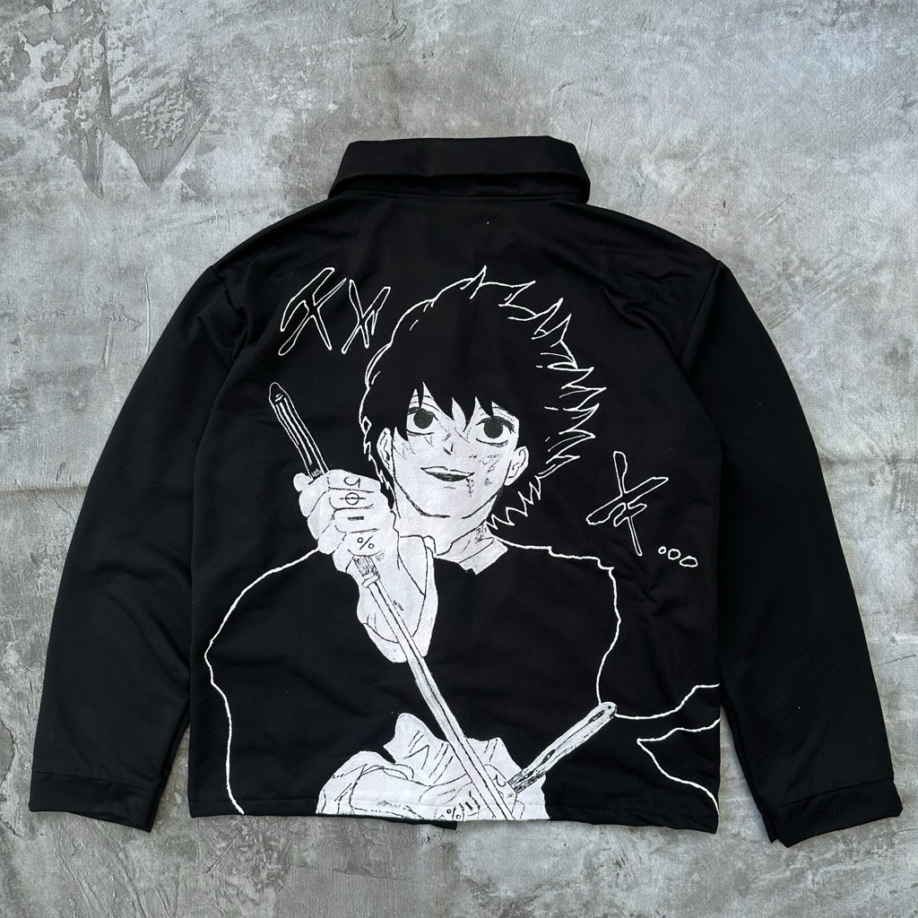 1ON1 NAGUMO SAKAMOTODAYS Work Shirt Rework Handmade Painted | Hoodie Painted | Hoodie Reworked | Hoo