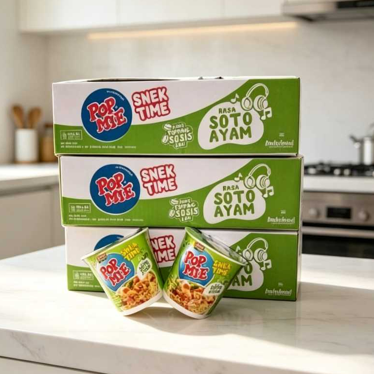 [Dus]POP MIE MINI POP MIE SNEK TIME (1 dus isi 12 pcs) Pop mie mini ayam bawang/ soto/ baso