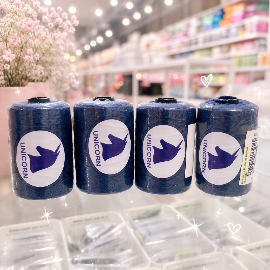 Benang Jeans Unicorn 500 Yard / Benang Jahit Unicorn Extra Warna Navy - Kuat, Halus, Awet