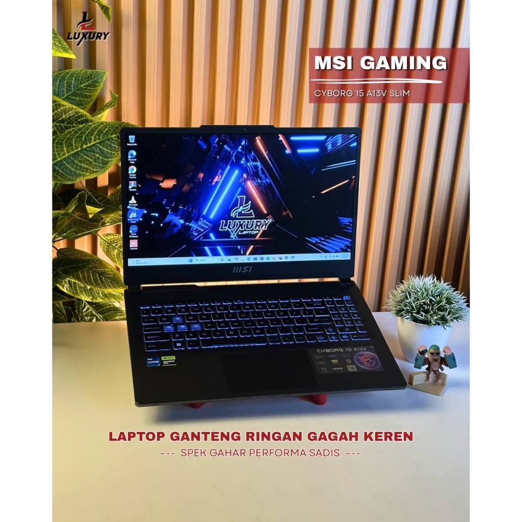 LAPTOP MSI CYBORG 15 A13V SLIM CORE I7 GEN 13 NVIDIA RTX 4060 VRAM 6GB SSD 512GB RAM 16GB 5200MHZ DD