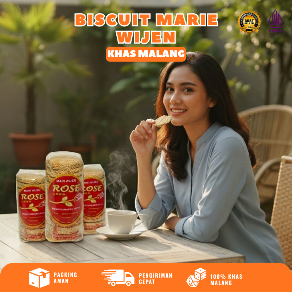 Roti Biskuit Marie Wijen Rose Khas Malang - Camilan Tradisional Manis Gurih 1 Pack (10 Biji )