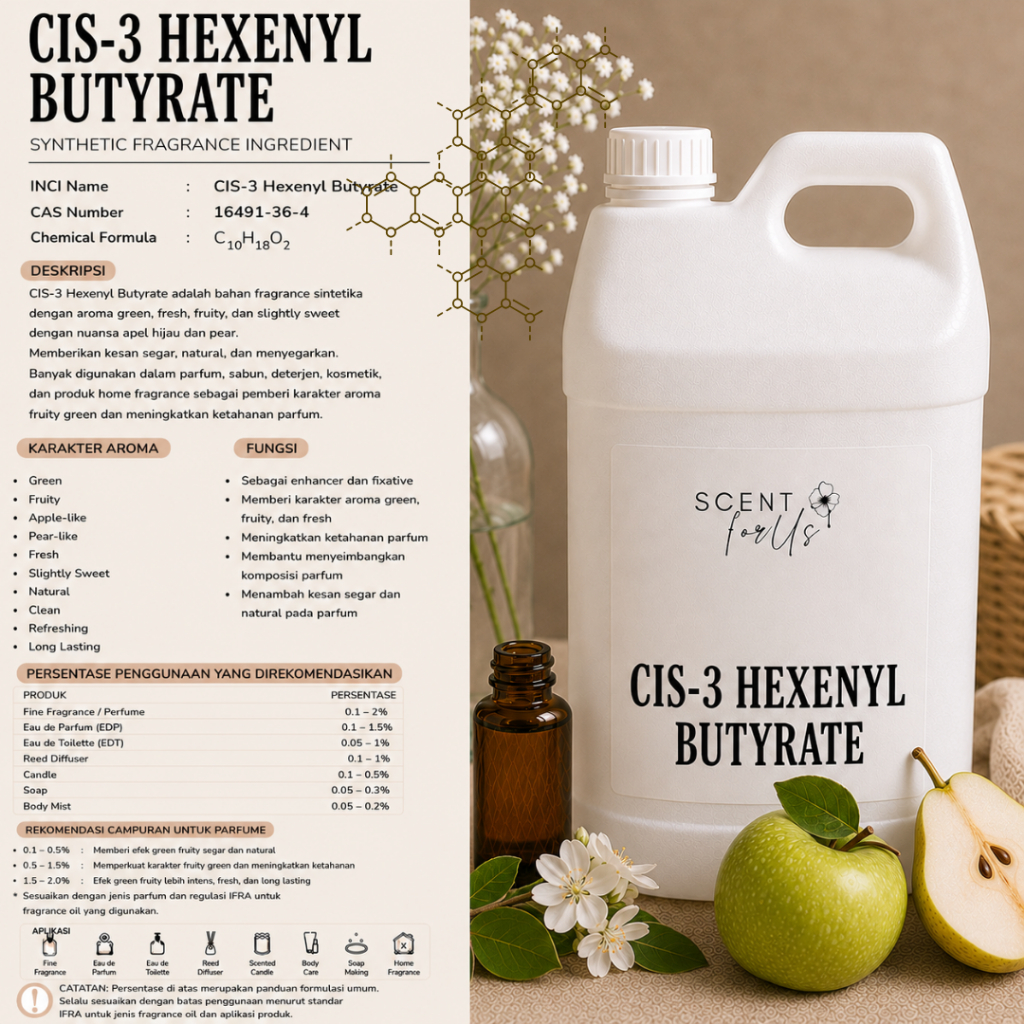 CIS-3 Hexenyl Butyrate / Raw Material Parfum / Natural Isolates Bahan Parfum Perfumery Ingredients