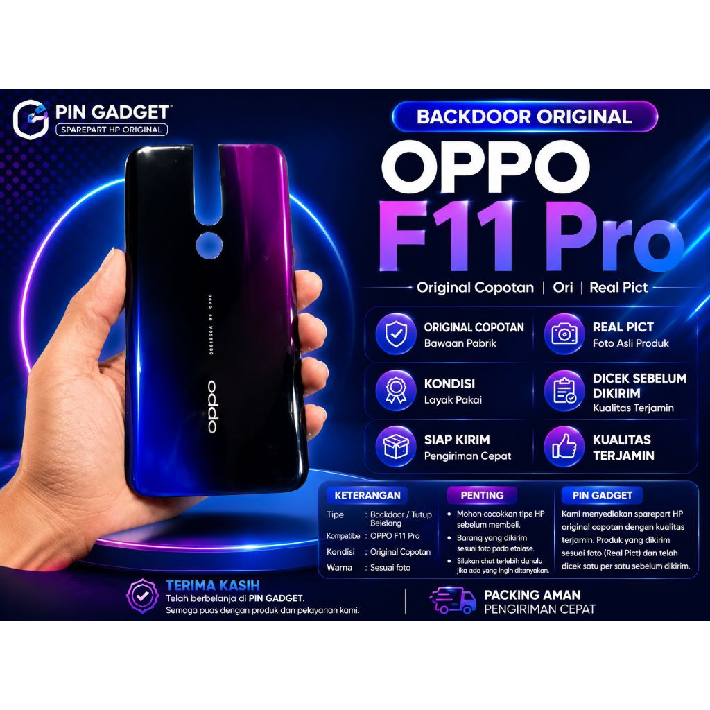 Backdoor OPPO F11 Pro Original Bekas Copotan