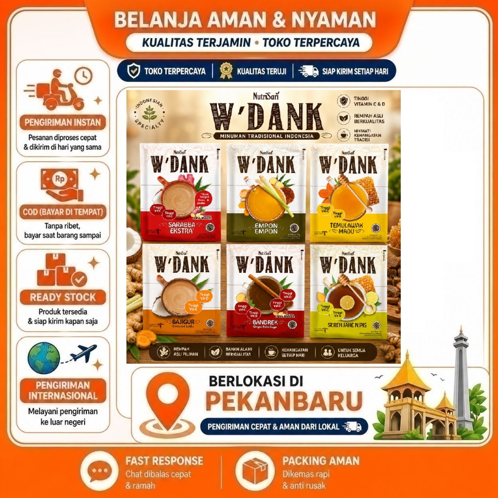 10 Saset W'dank Minuman Bubuk Instan Rasa Bandrek Jahe Merak, Sereh Jahe Nipis, Bajigur, Empon Halal