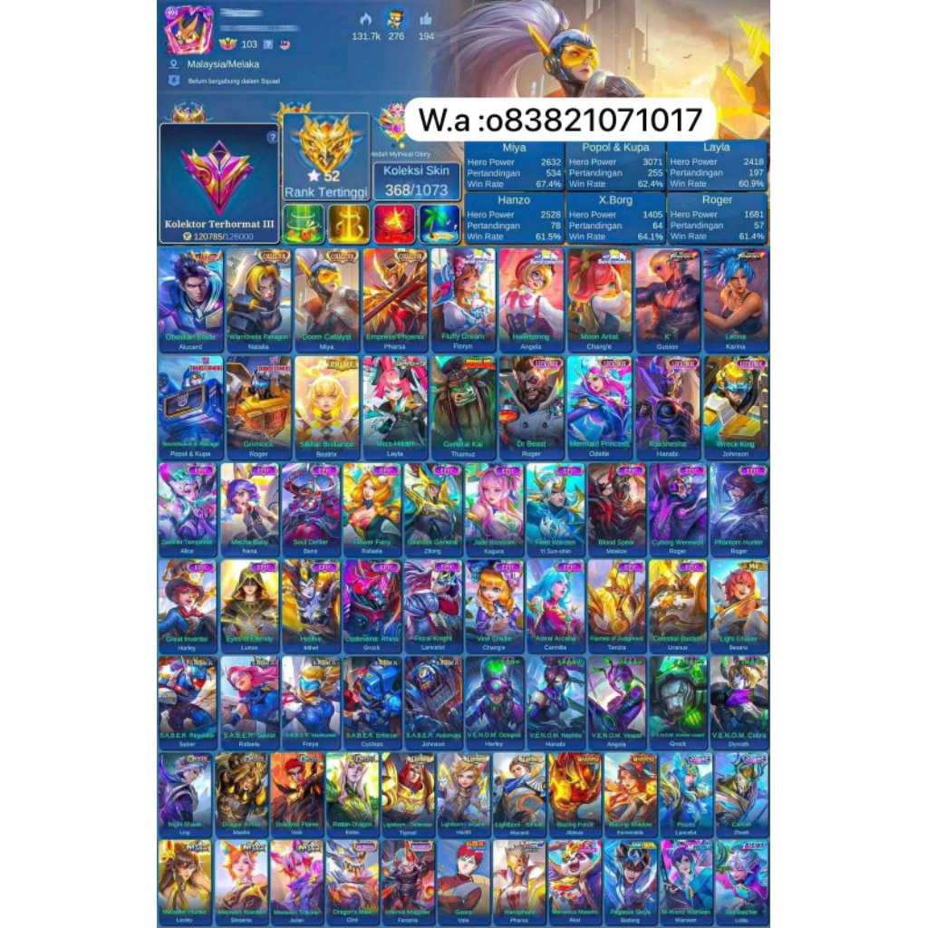 jual akun ml sultan terpercaya