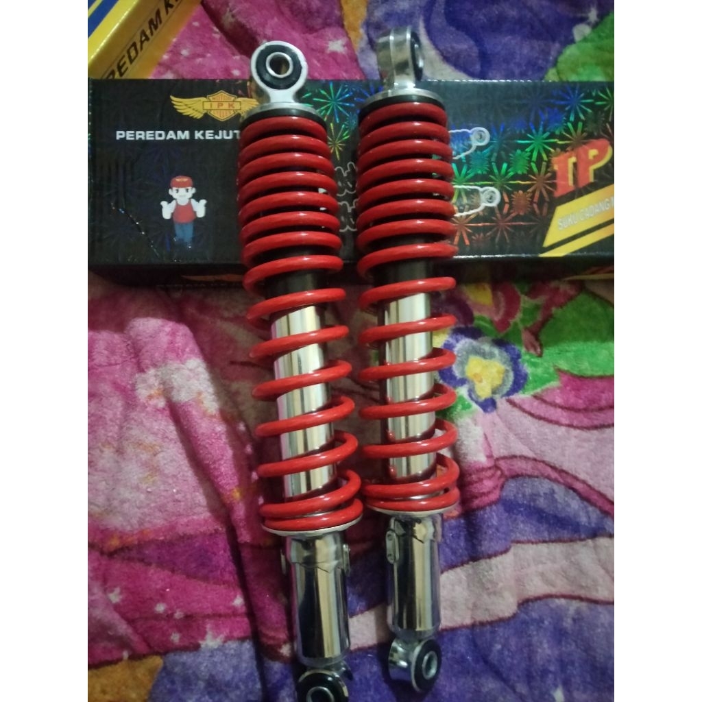 shockbreaker Logo Suzuki 320/330mm Shogun sp 125 merah Shock Shogun smash Supra dll