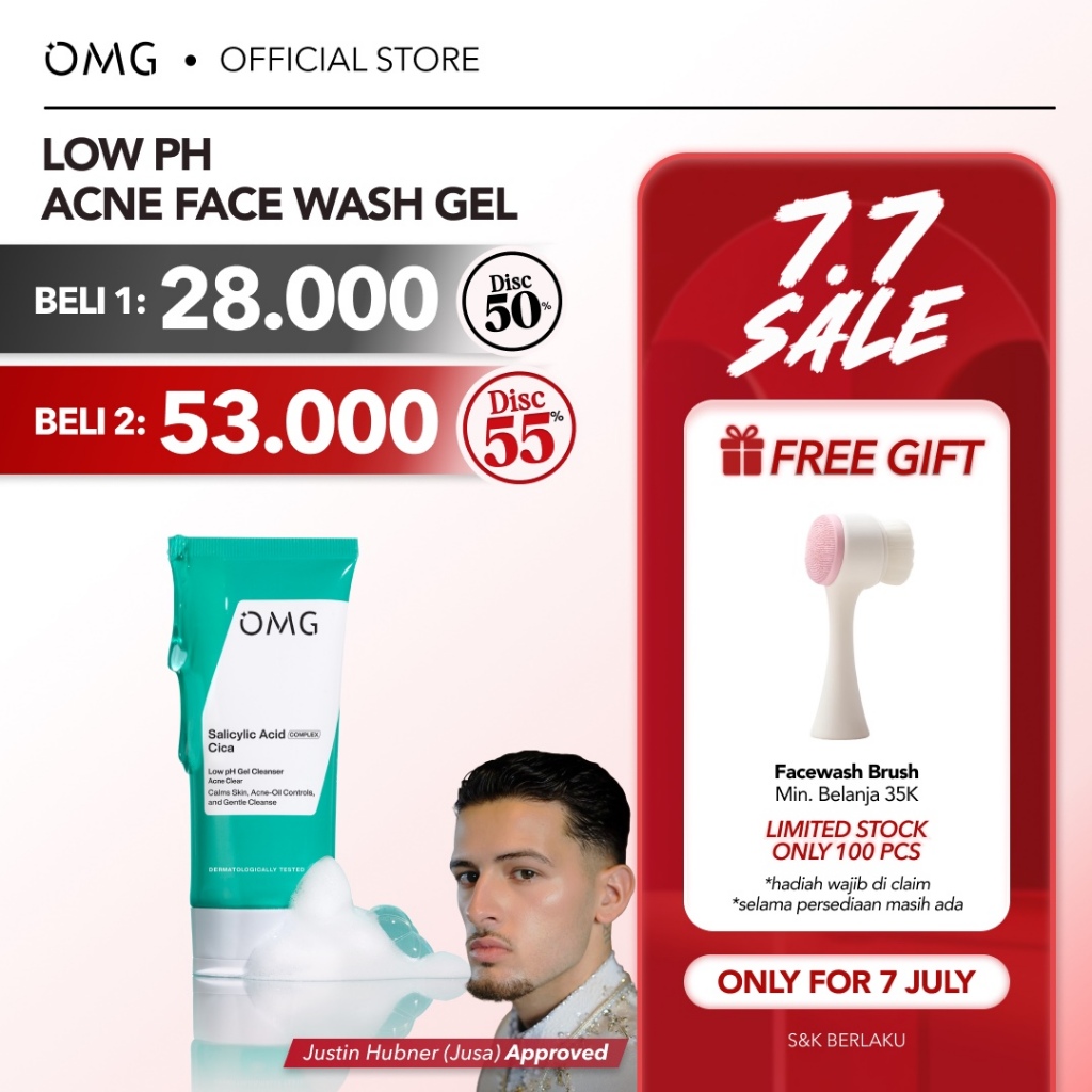 OMG OH MY GLOW Salicylic Acid Cica Low pH Facial Wash 70 ml - Sabun Cuci Muka Jerawat & Kemerahan