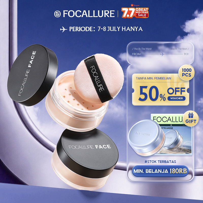 FOCALLURE Oil Control Loose Powder Natural Bedak Tabur- Hingga 12 Jam Make Up