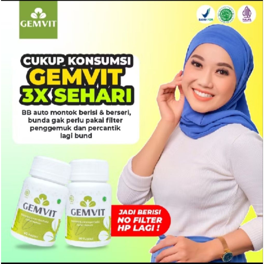 Gemvit Suplemen Penggemuk Penambah Berat Badan Pencerah Wajah glowing bpom