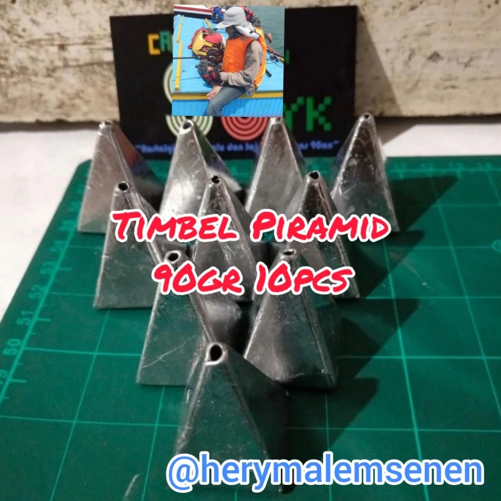 TIMBEL PANCING 90GR 10PCS PIRAMID Timah Segitiga Pemberat Mancing 0,9kg isi 10biji MURAH