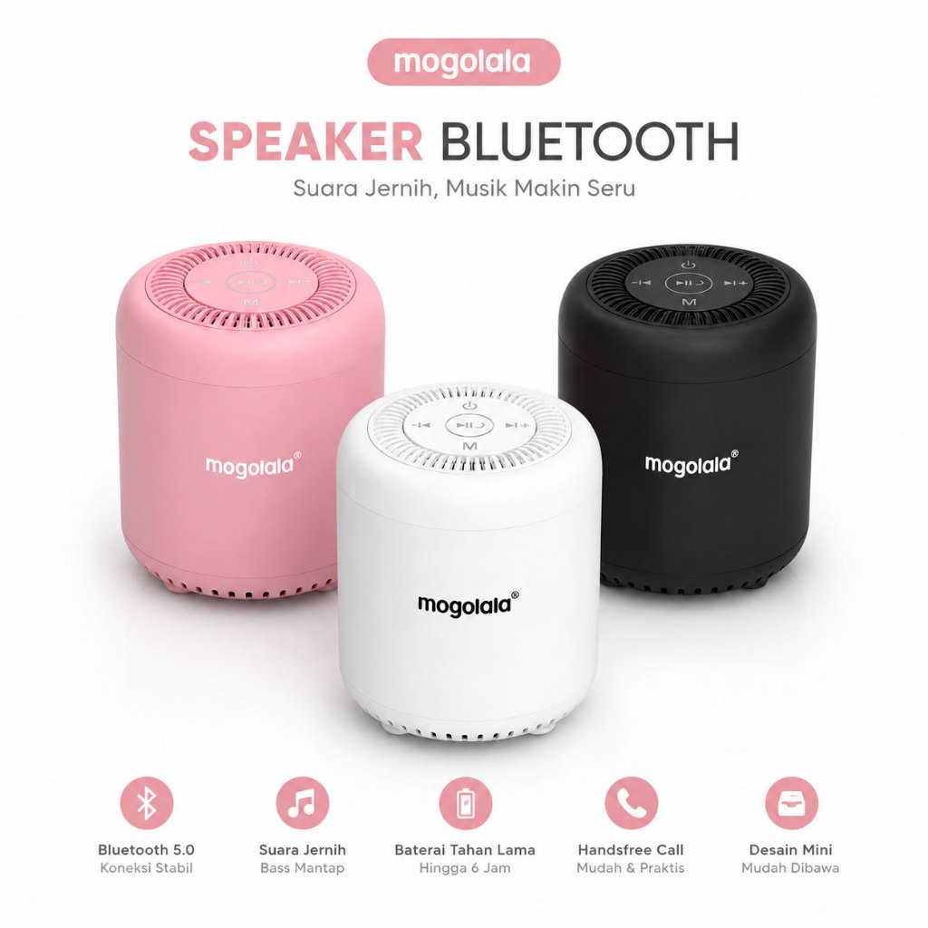 Mogolala Speaker Bluetooth Mini Portable Wireless Speaker Musik Traveling USB Type C