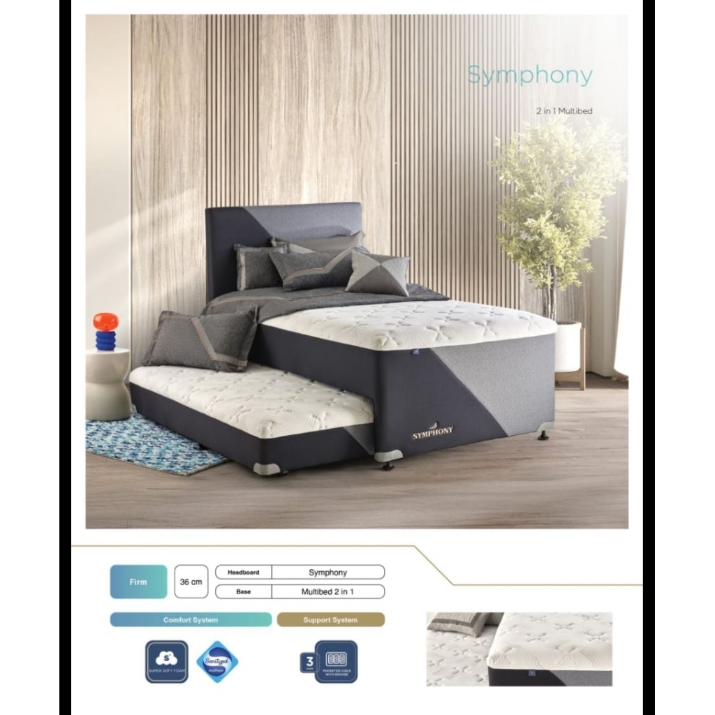 Bed dorong Elite type Symphony 2in1 ukuran 100 atau 120x200cm sesuaikan link cekout, set asli origin