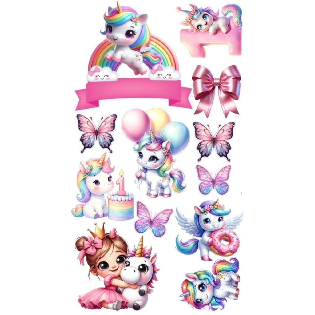 TOPPER UNICORN EKONOMIS,FREE CUSTOM NAMA,TOPPER MURAH BAGUS HIASAN KUE UNICORN