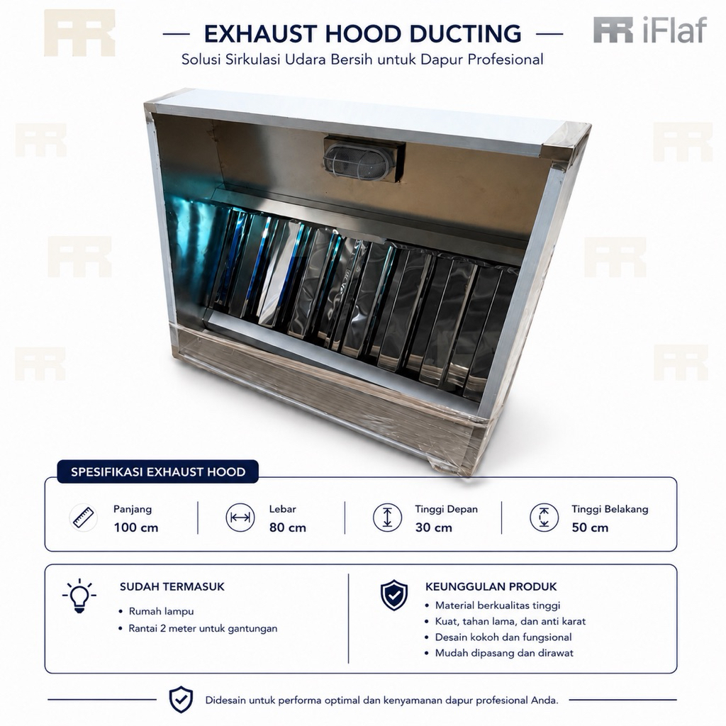 EXHAUST HOOD DUCTING STAINLESS 201 100CM