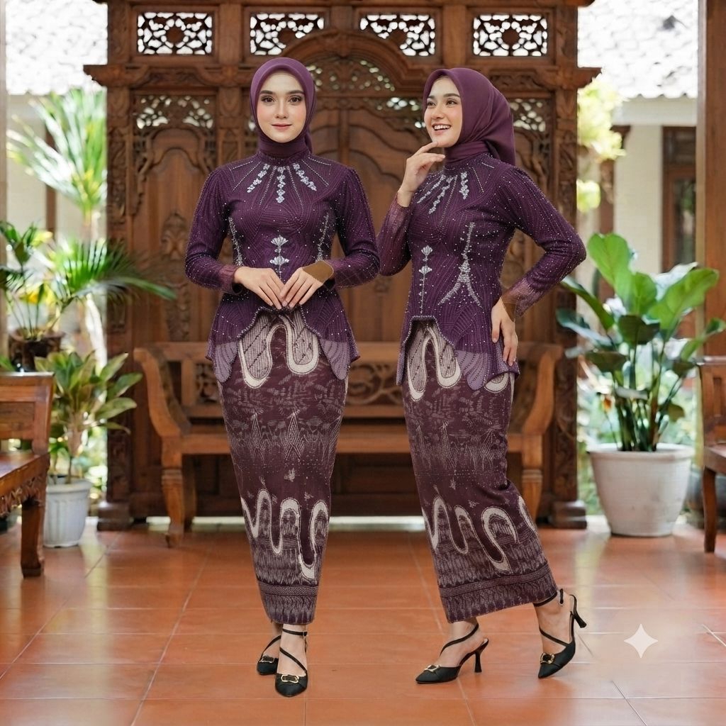 {NR1222} Setelan Kebaya Nirmala (Kebaya+Rok Batik Model Plisket) Setelan Kebaya Wisuda / Kebaya Mode