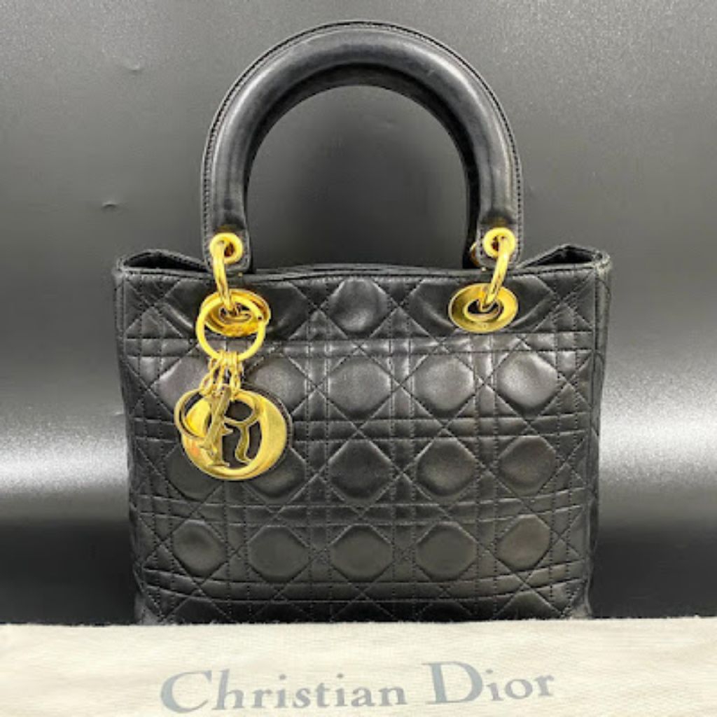 Lady Dior Black Lambskin Ghw Medium