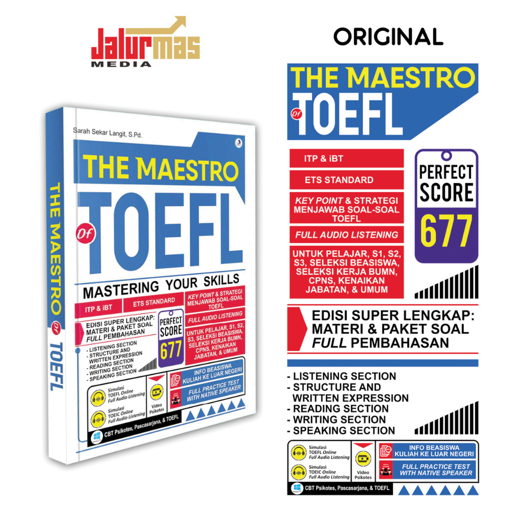 The Maestro of TOEFL ETS STANDARD Sesuai untuk Persiapan TOEFL ITP dan iBT Buku TOEFL
