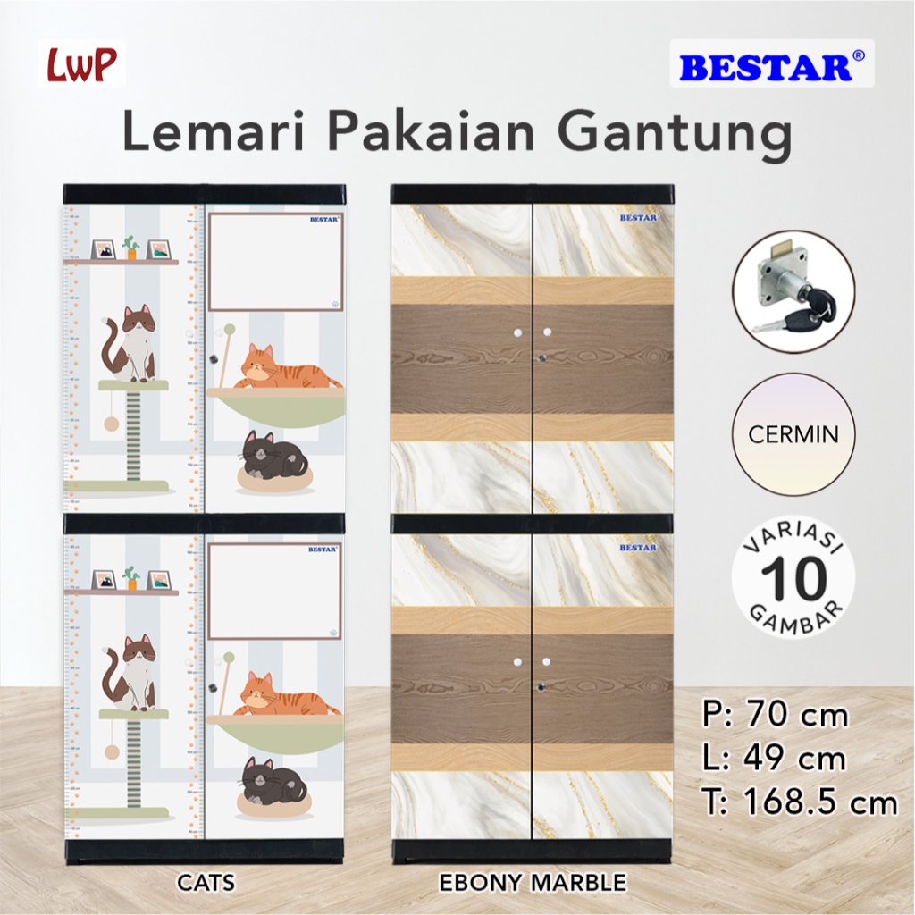 BESTAR Kabinet Pakaian Gantung Lemari Rak Susun Karakter Anak Minimalis