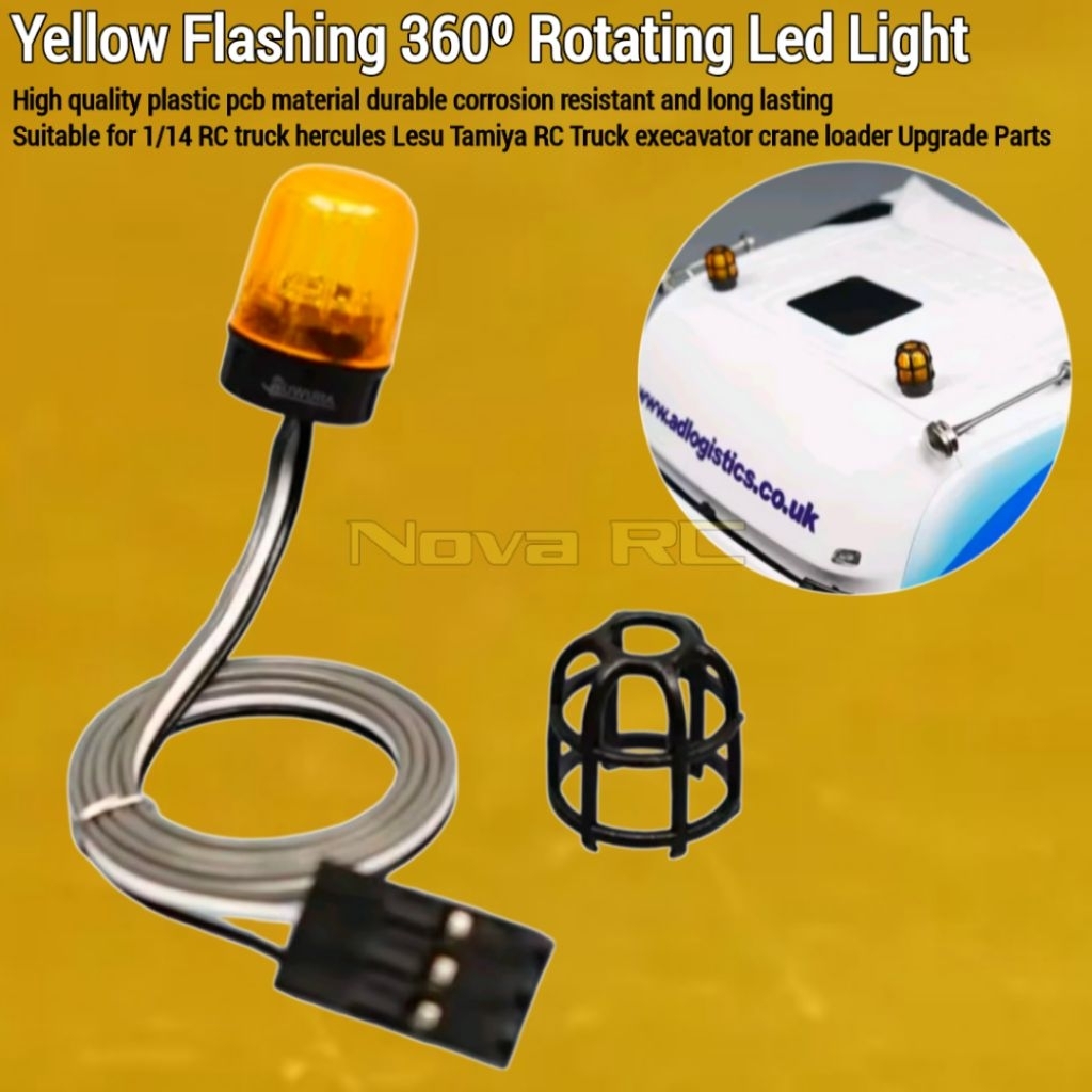 Lampu rotator 360º dengan 4 mode dapat disesuaikan cocok untuk atap kabin shell RC truk crane loader