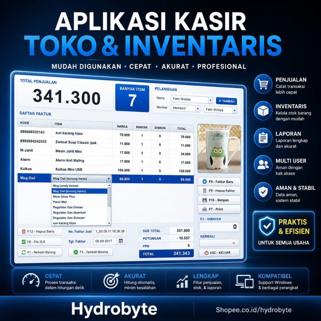Aplikasi PROGRAM TOKO Kasir Point Of Sales 4 Program Toko - Aplikasi Canggih Untuk Kasir + Pembukuan
