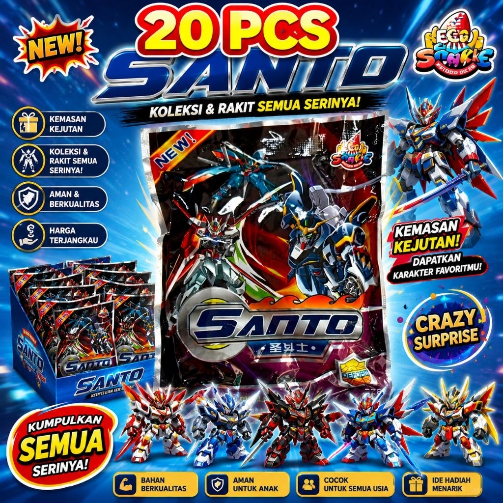 Bongkar Pasang Robot Santo Isi 20 Pcs Grosir