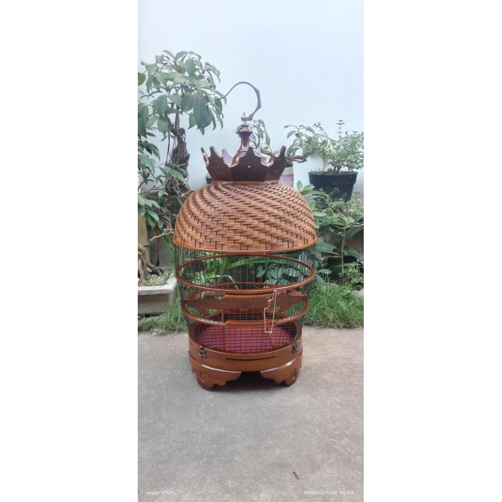 Sangkar perkutut sangkar Kutut klasik anyam jati ruji fiber anyaman rotan asli