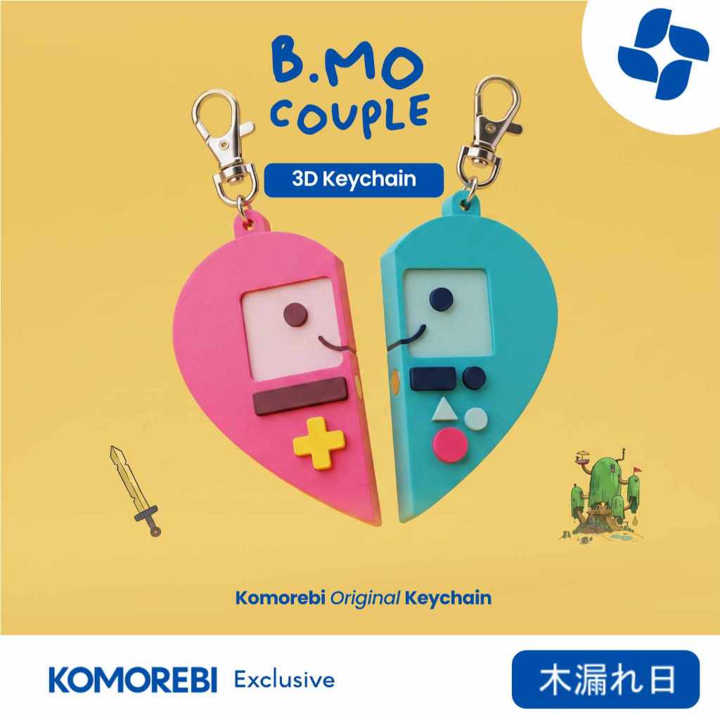 Gantungan Kunci Magnetik Couple Keychain Adventure Time BMO Series Komorebi Lucu Unik Aesthetic Gift