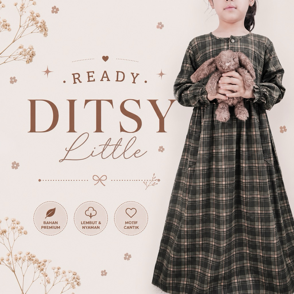 DITSY GAMIS ANAK SIAP KIRIM  PAJAMAS, TEYA DARK GREY