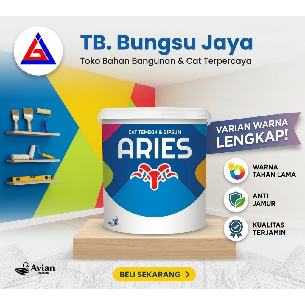 Cat Tembok / Cat Plafond / Cat Gipsum / Cat GRC / Cat Aries 5 kg