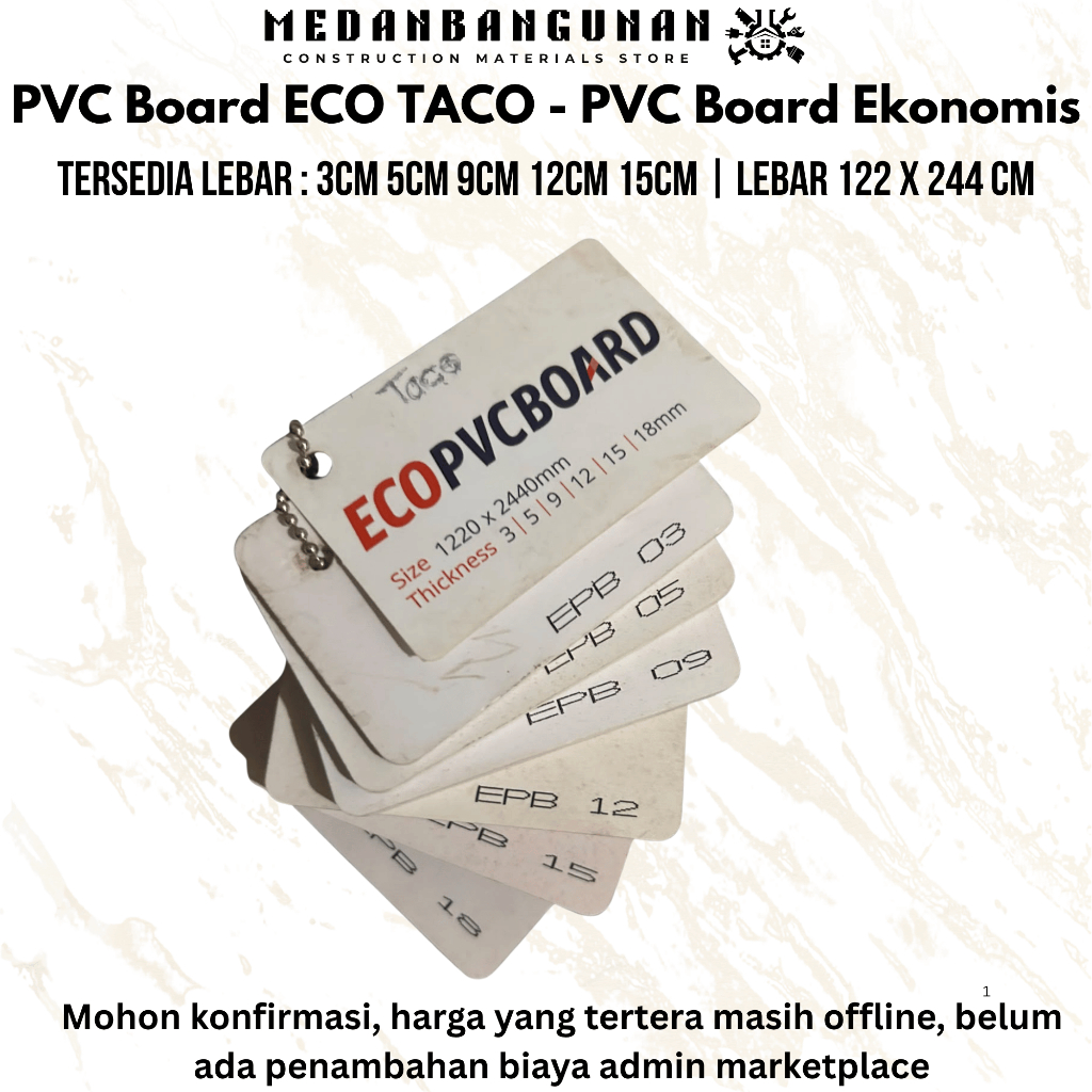 PVC Board Taco Eco - ECO PVC Board Taco - Eco pvc Board 3mm , 5mm , 9mm , 12mm , 15mm , 18mm - Sumat