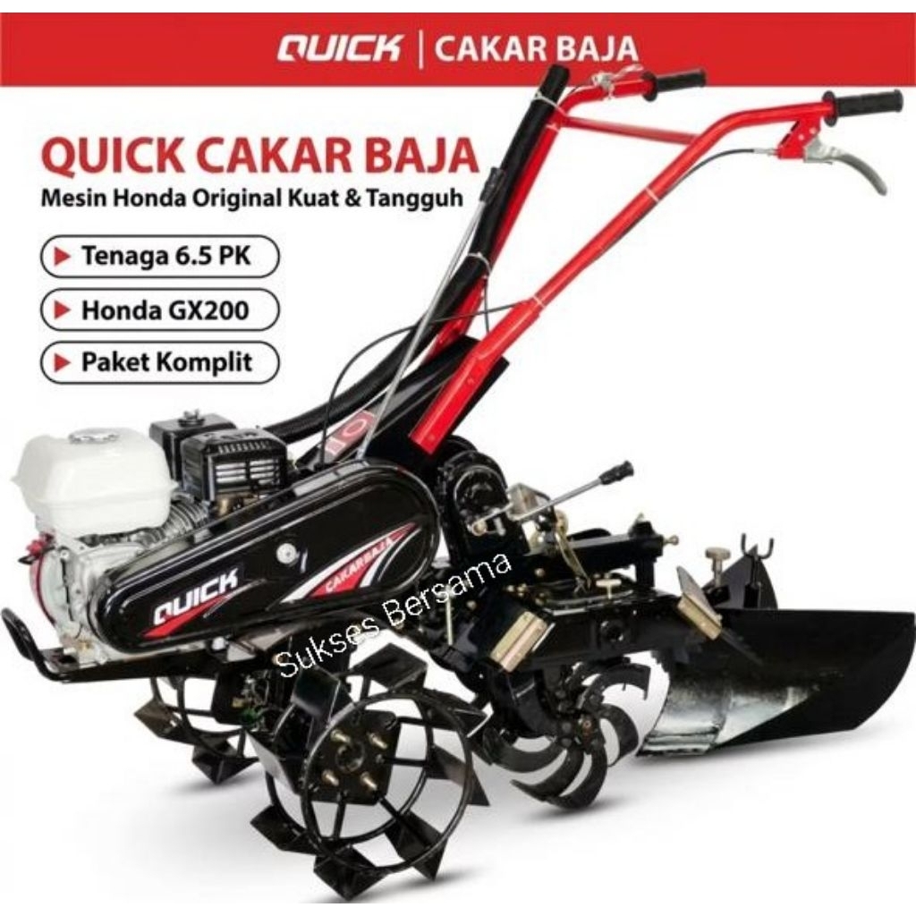 Traktor Cakar Baja Quick Blade B + Engine Honda GX-200 Thailand Cultivator Cakar Baja Quick