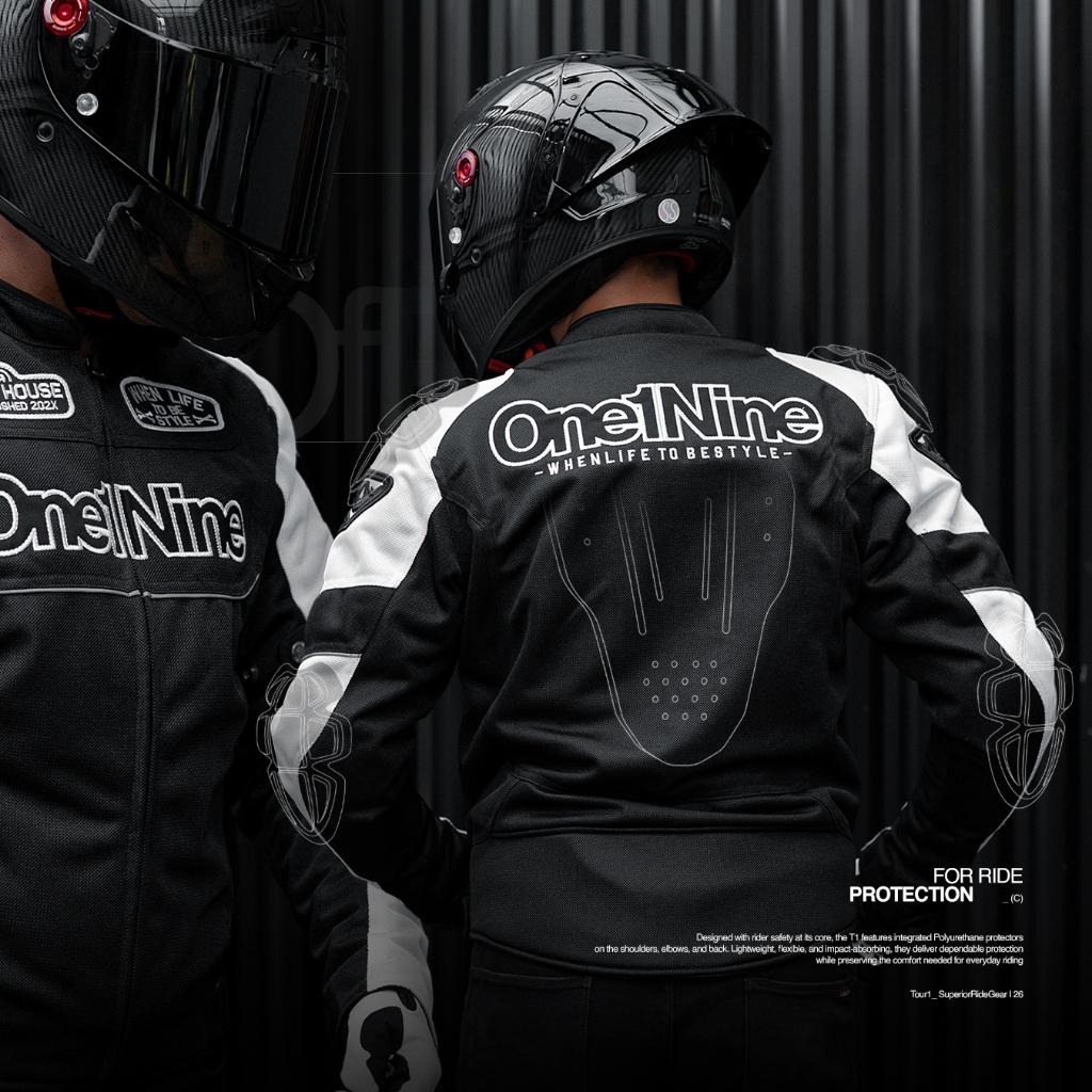 100% AMAN Oneonenine Ksr Jaket Mesh TOUR1 BLACK WHITE Series - Jaket Motor Body Protector