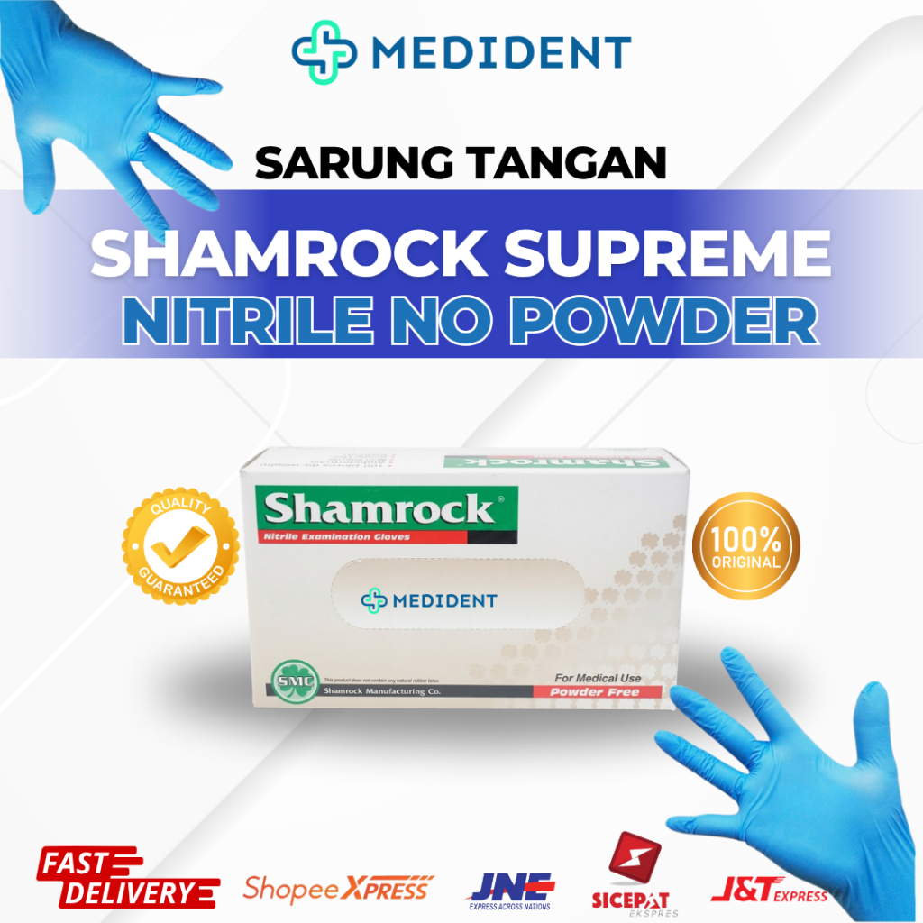 Sarung Tangan Nitrile Shamrock / Sarung Tangan Nitrile No Powder / Sarung Tangan Shamrock