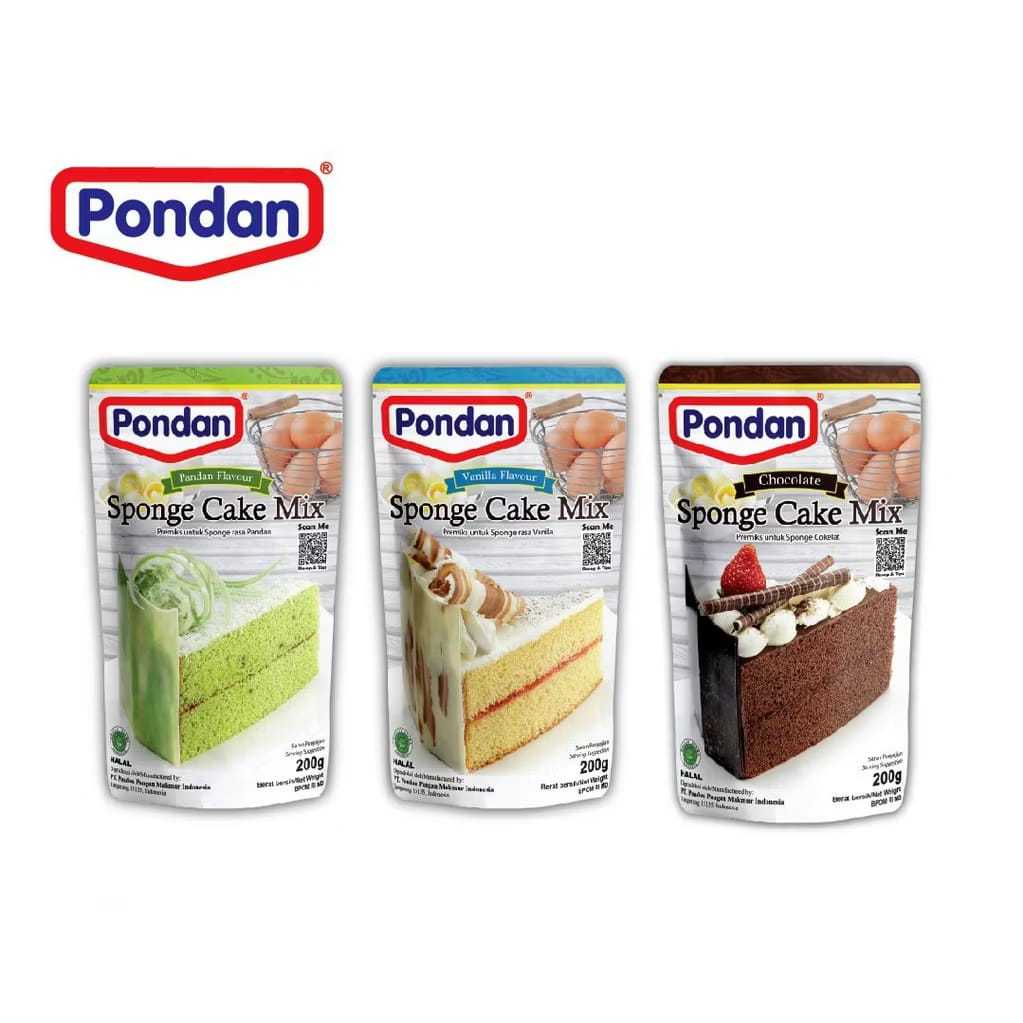 Tepung Premix Sponge Cake Vanilla Coklat Pandan 200gr - Siap Pakai, Tepung Premix Sponge Cake, Tepun